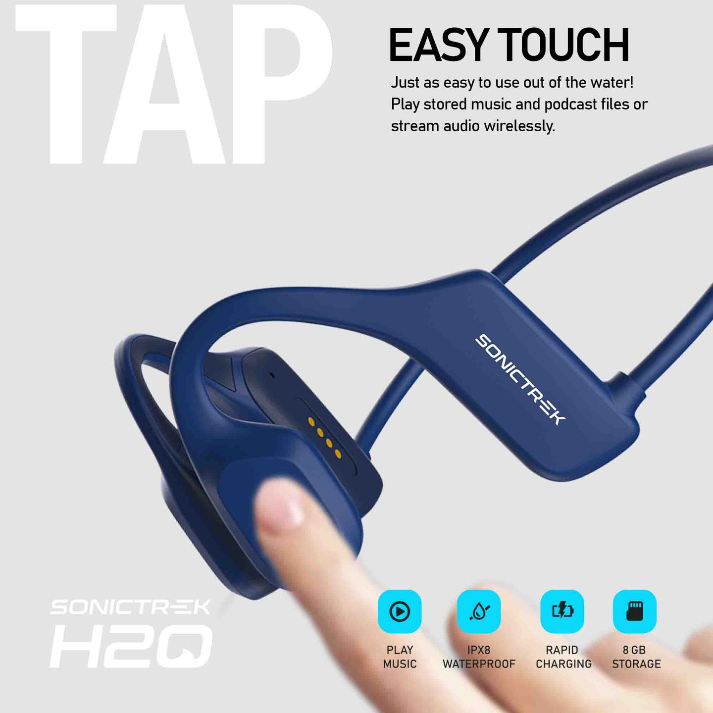 Sonictrek H2O Swimming Earbuds touch controls
